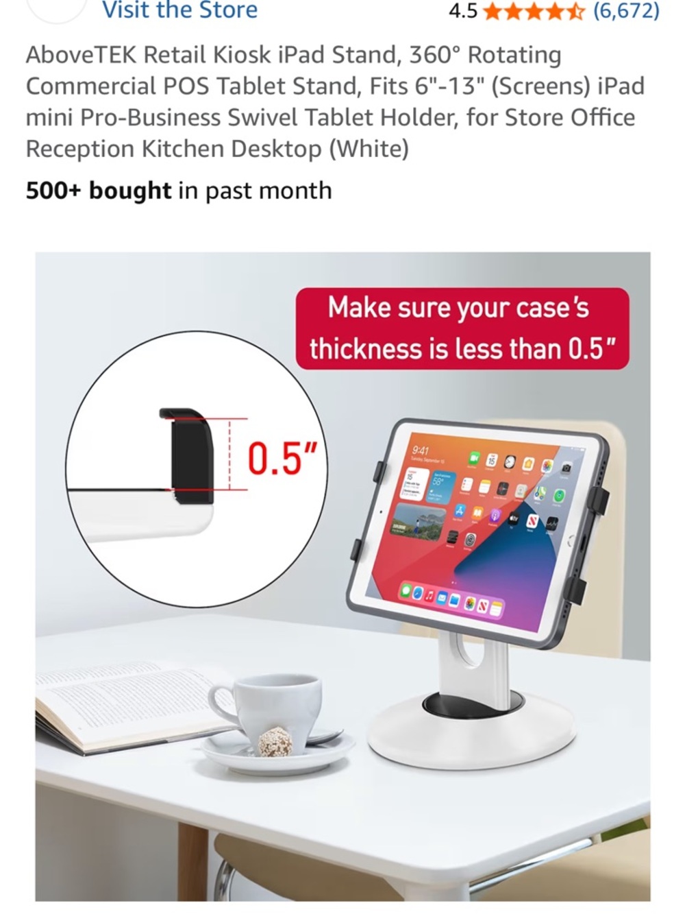 Tablet Stand White and Black Adjustable Rotating NEW Stylish Office Home School - Picture 4 of 7
